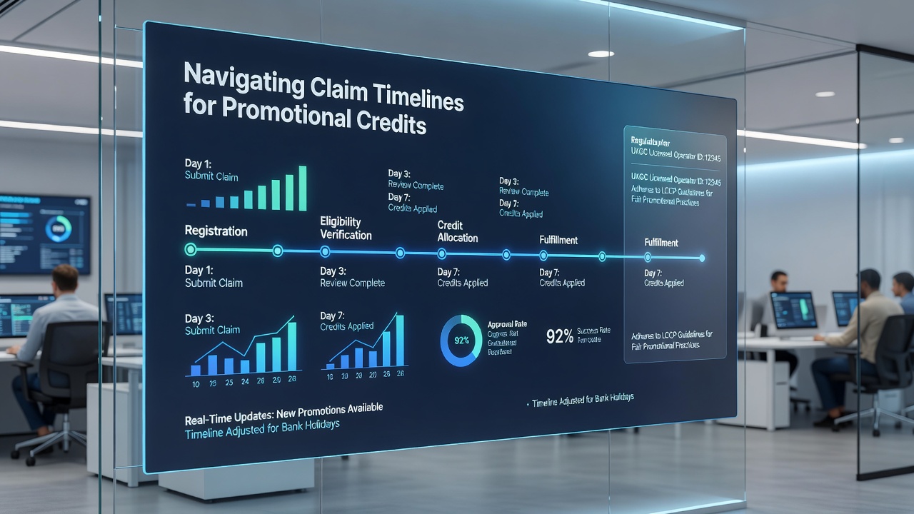 Diagram of step-by-step promotional credit activation and timeline management for British digital gaming users
